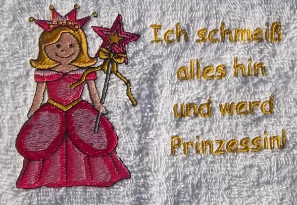 Handtuch mit einer Prinzessin bestickt