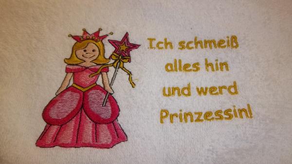 Handtuch mit einer Prinzessin bestickt